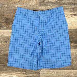 Nike Dri Fit Tattersall Check Plaid Blue Mens 33 Mini Swoosh‎ Tech Golf Shorts